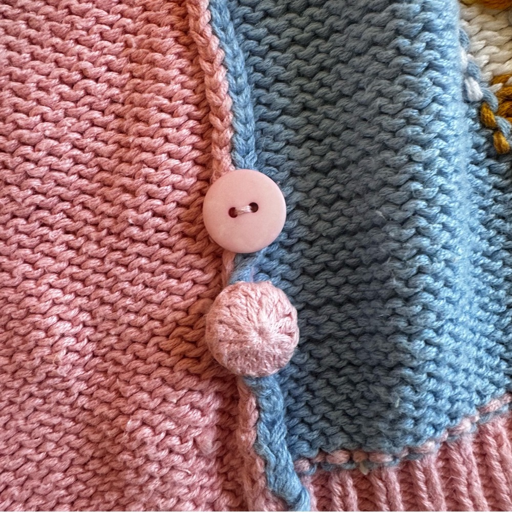 Alexandra Bartlett size LARGE Easter Sweater cardigan Pink bunny eggs Vintage - Picture 5 of 16